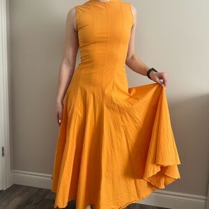 Zara Vibrant Orange Boatneck Maxi Dress